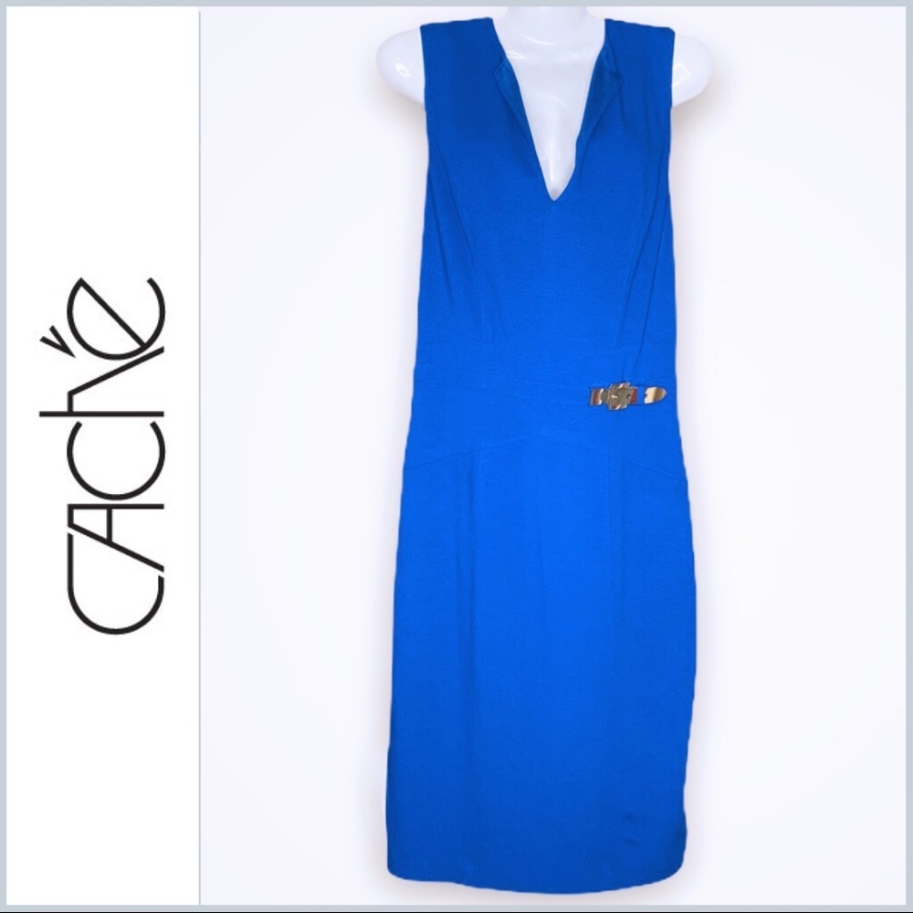 Caché Sleeveless Blue Bodycon Dress NWT Size 10